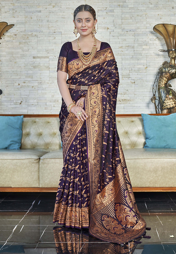 Twiffy presents dark Katan Silk Saree