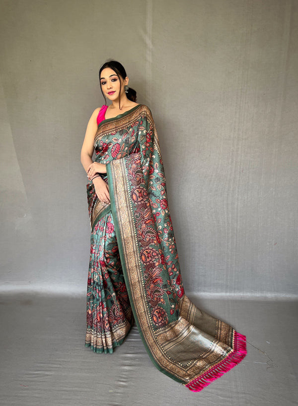 Twiffy diva kalamkari silk saree for women