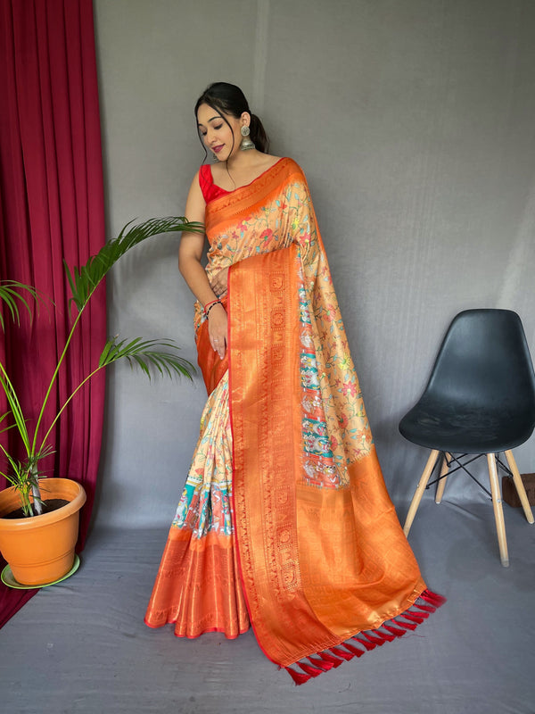 Twiffy kalamkari print saree for women