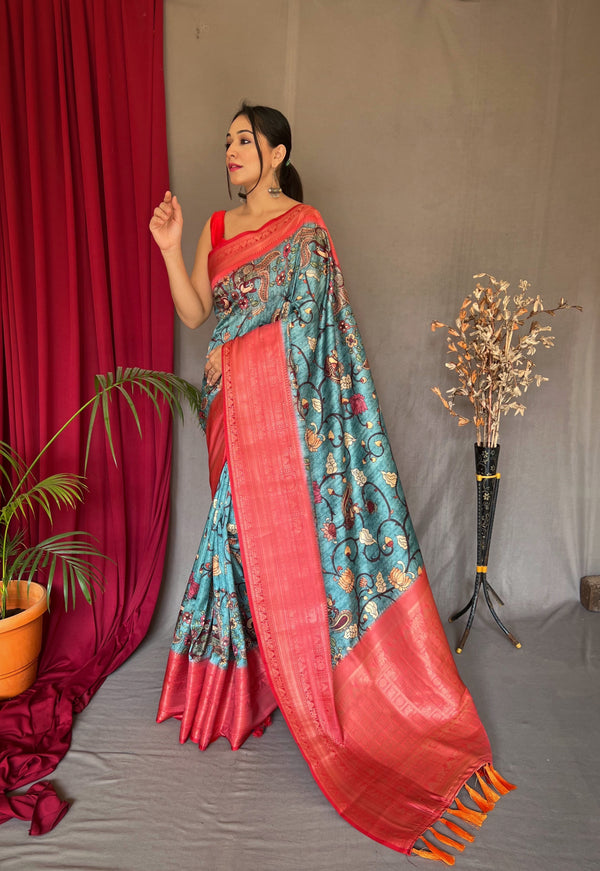 Twiffy kalamkari print saree for women