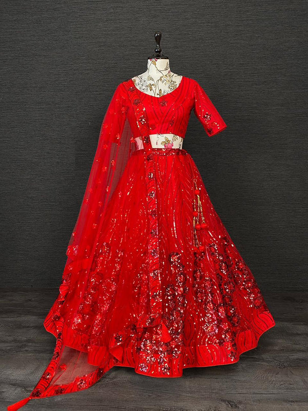Twiffy red embroidery lehenga choli for women