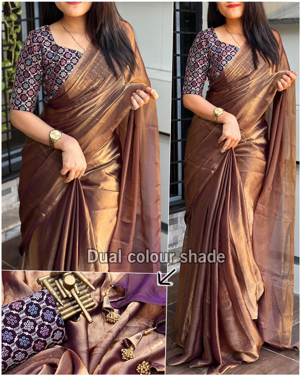 Twiffy presents  pure fendy liquid satin saree