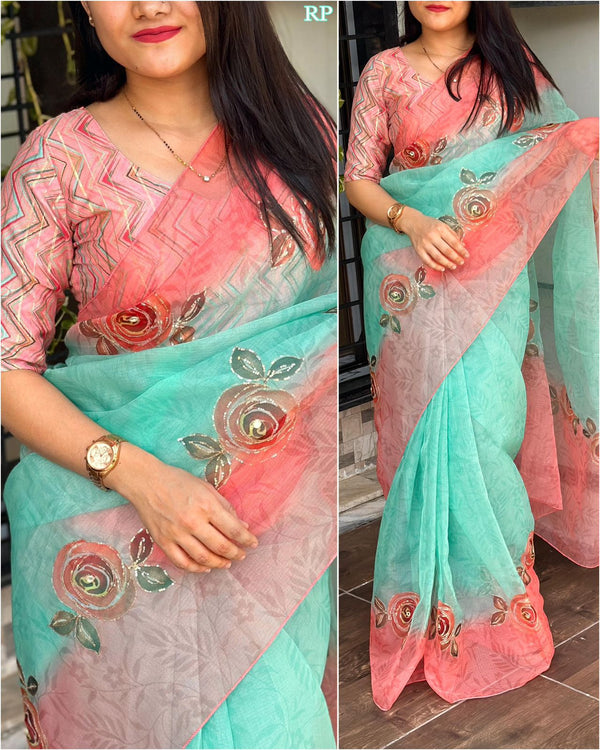 Twiffy presents jiyana -leno cotton Saree