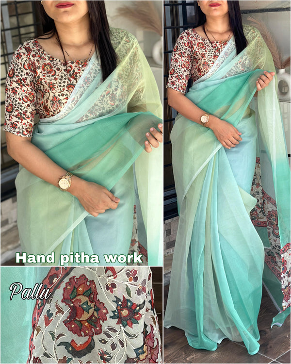 Twiffy present A perfect shaded printed light weight saree with pallu concept pattern