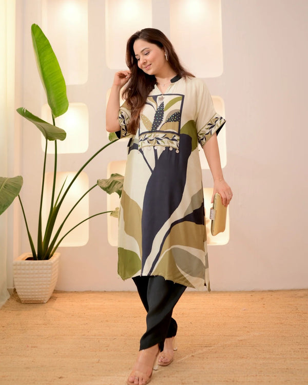Kevixa floral prited sequence touch up cordset for women.