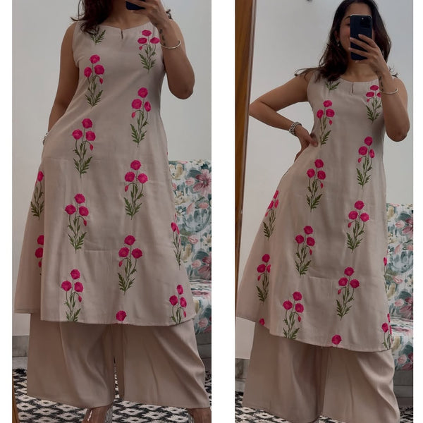 Jumun embrodairy butta work A-line kurta set for women