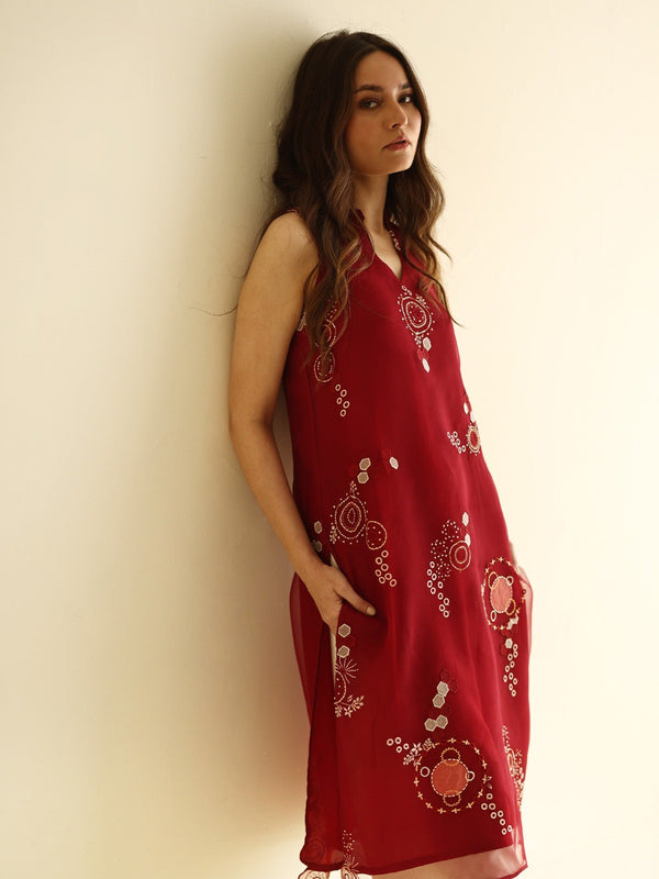 RIshta Red embrodairy worked kurta set for women