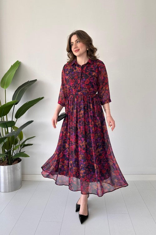 Safar floral print maxi dress witj perfect waist belt.