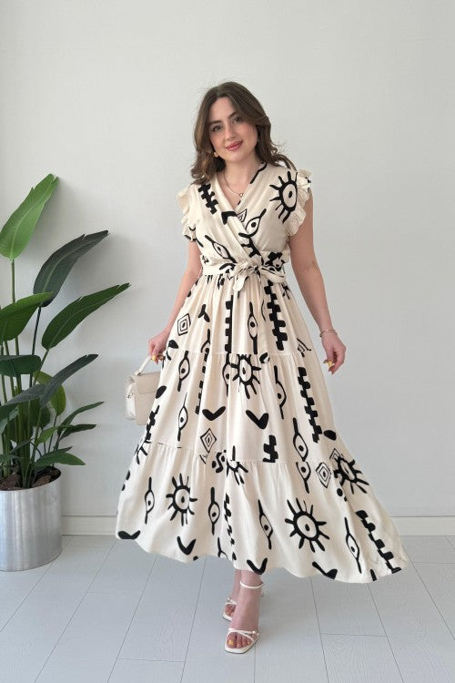 Mayaa printed peplum maxi dress for women